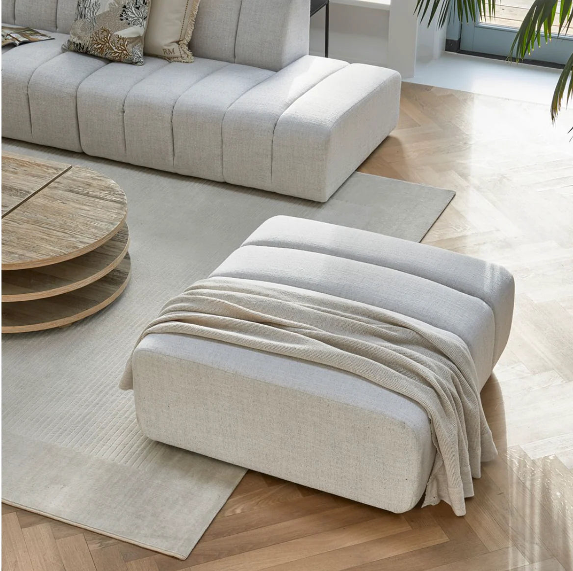 Riviera Maison Dazzle Footstool Antique White