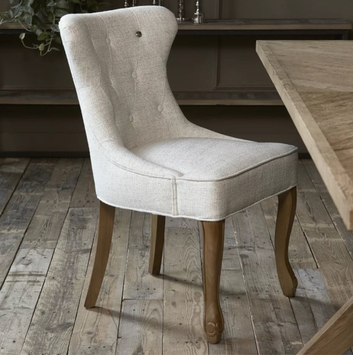 Riviera Maison Esstischstuhl George, Antique White, Rich Tweed