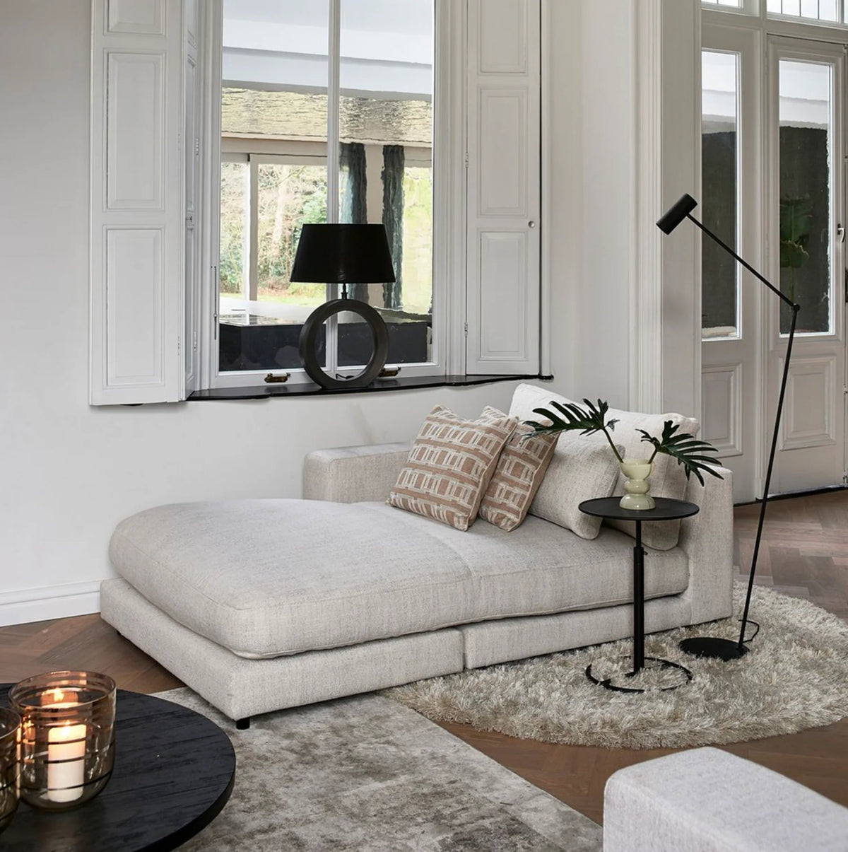 Riviera Maison Stephen Chaise Longue Left, rich tweed, antique white