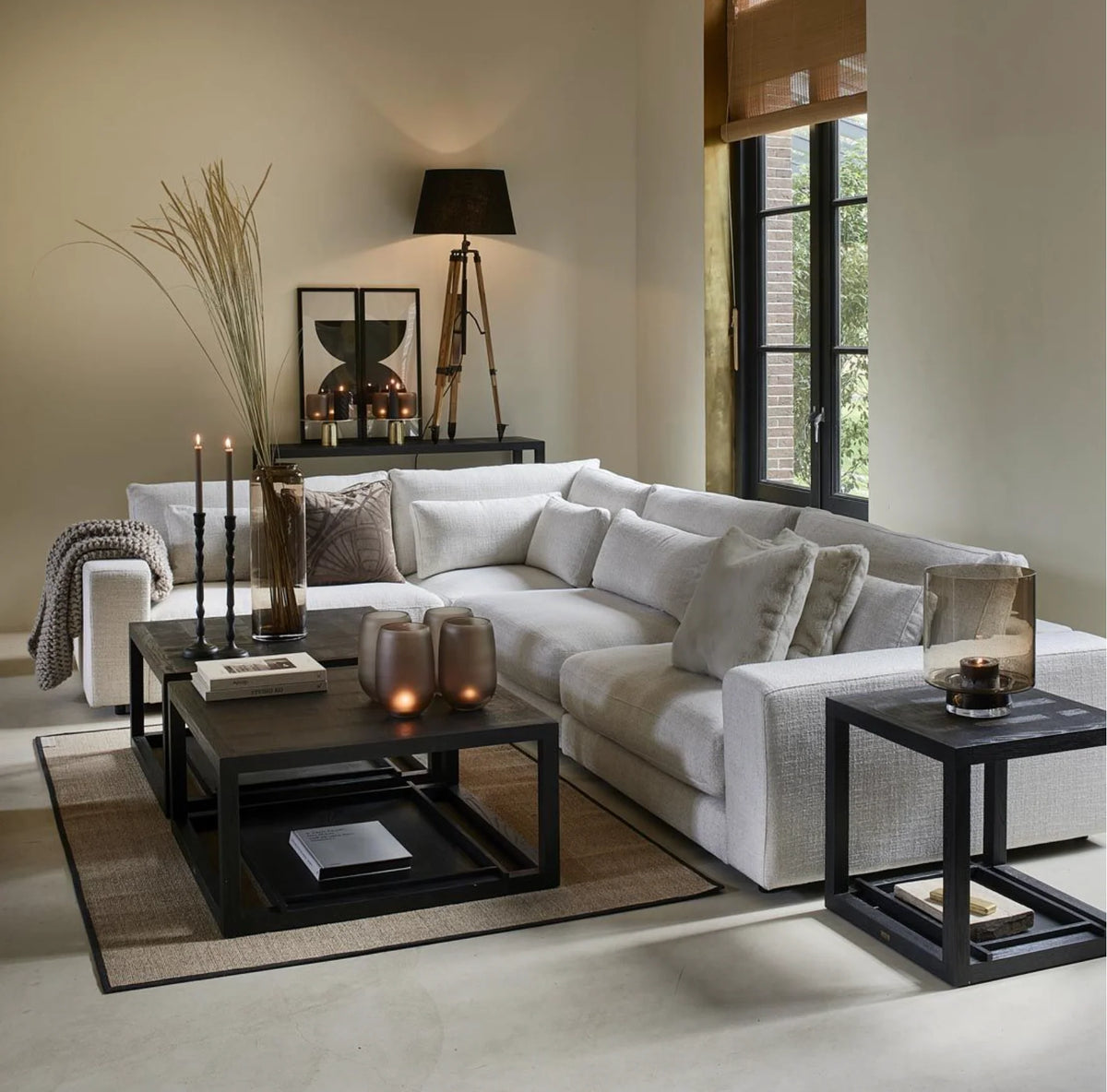 Riviera Maison Stephen Corner Arm Left, rich tweed, antique white
